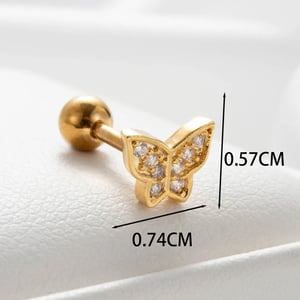 1 Piece Simple Series Classic Butterfly Copper  Gold Color Zircon Women's Stud Earrings h5 